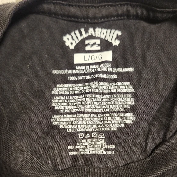 Billabong Kids Charcoal Tee with Neon Accents - Picture 2 of 3
